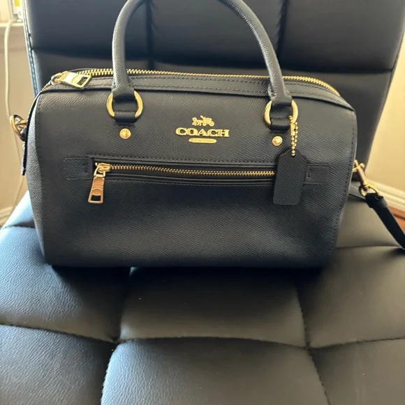 Coach Rowan Satchel Blue Leather Crossbody Purse - Picture 12 of 12